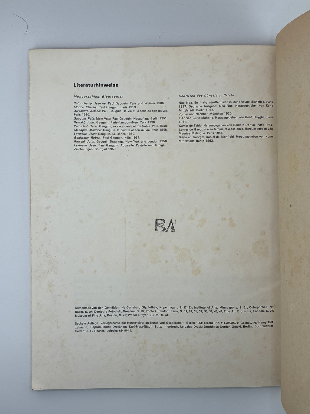 PAUL GAUGUIN. 1971. КУНО МІТТЕЛЬШТАДТ (РЕДАКТОР) Берлін: Henschelverlag.