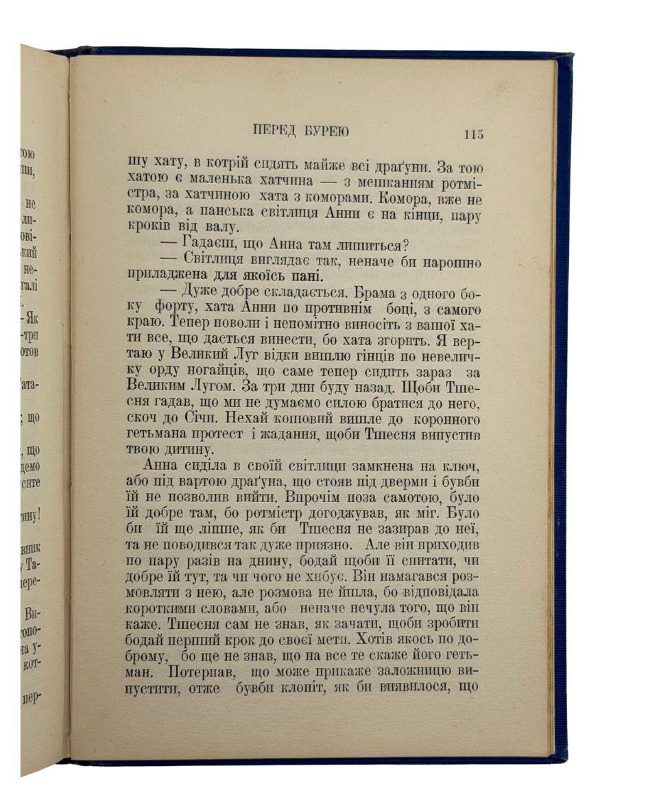 БУДЗИНОВСЬКИЙ, В'ячеслав. Перед Бурею: Історичне оповідання.  Pittsburgh, Pa.: Накладом і друком «Народнього Слова», 1930.