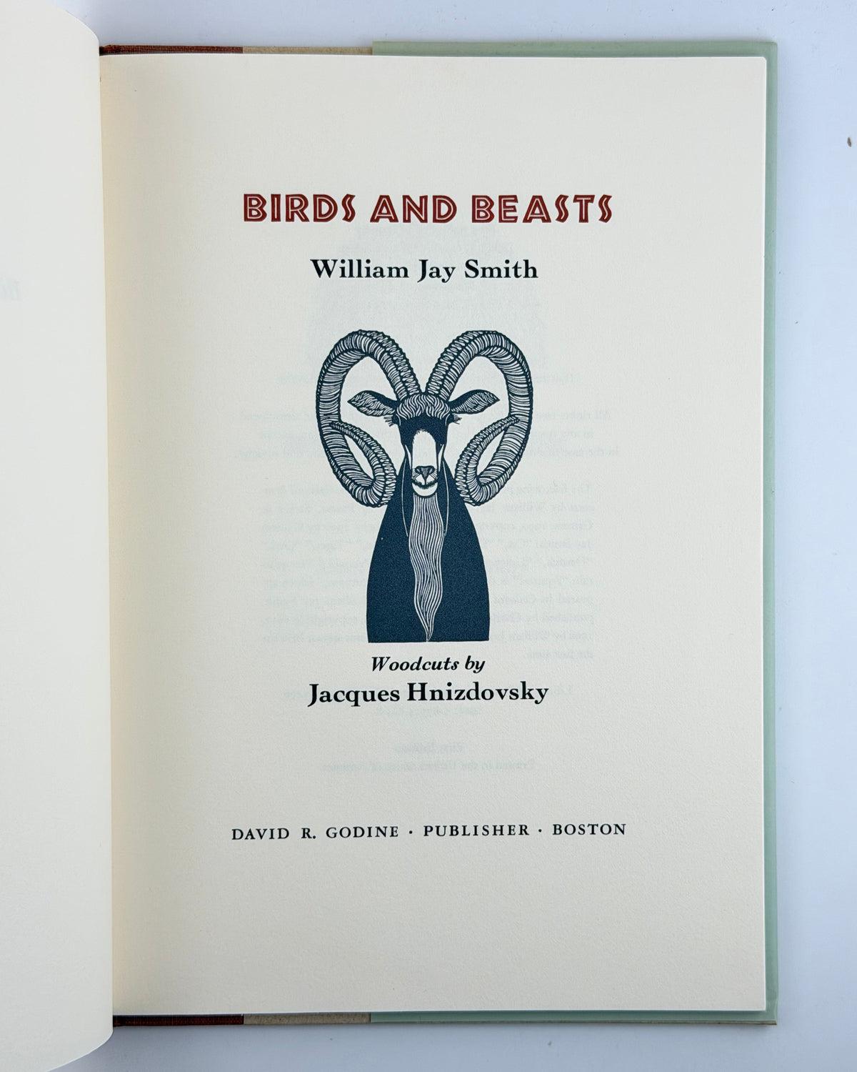 Сміт Вільям Джей, Гніздовський Яків. Birds and Beasts: поезії з дереворитами. Бостон, 1990