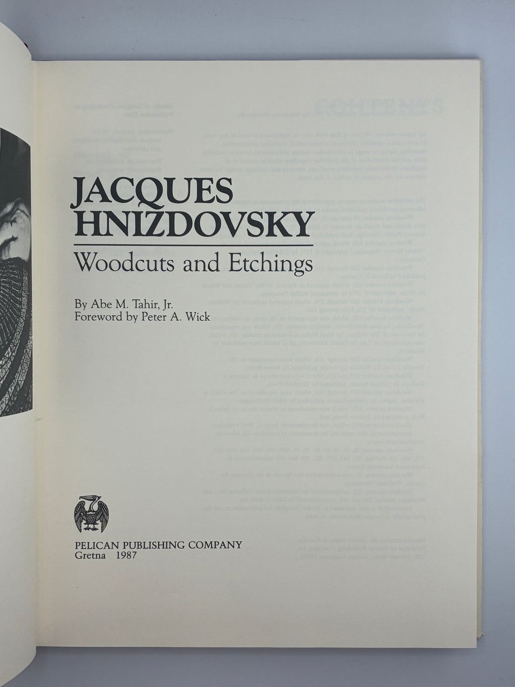 JACQUES HNIZDOVSKY: WOODCUTS AND ETCHINGS. 1987