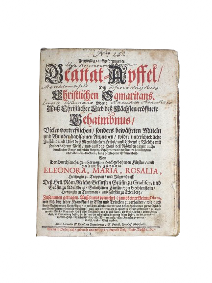 Шість книг обраних лікарів. З більш ніж 1800 рецептами ліків. Widmannstetterische Herben, 1697